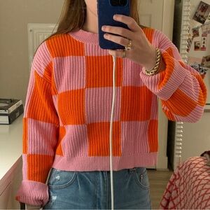 Pink and orange Grey Lab sweater